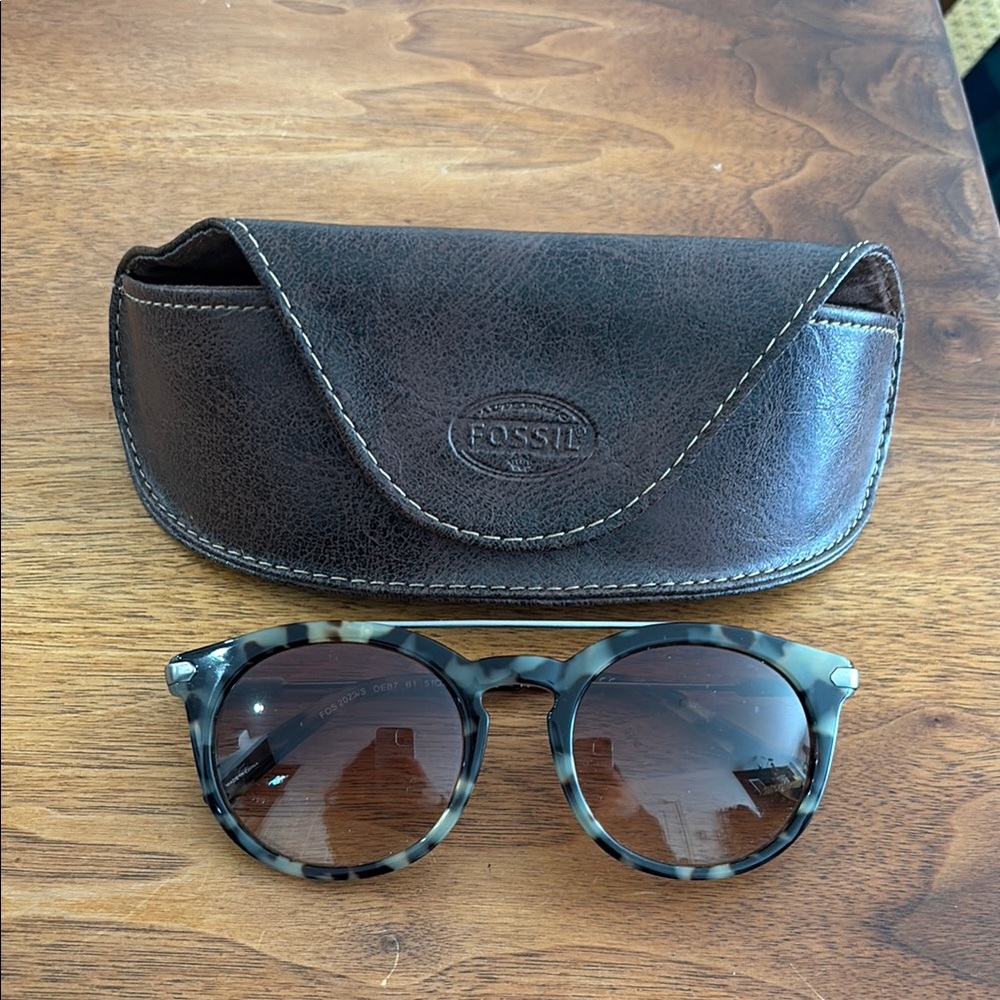 Fossil Tortoise Shell Sunglasses with Case